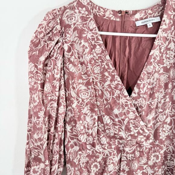 Vici Olivaceous Purple White Floral V Neck Tiered Mini Dress Small - Picture 8 of 8